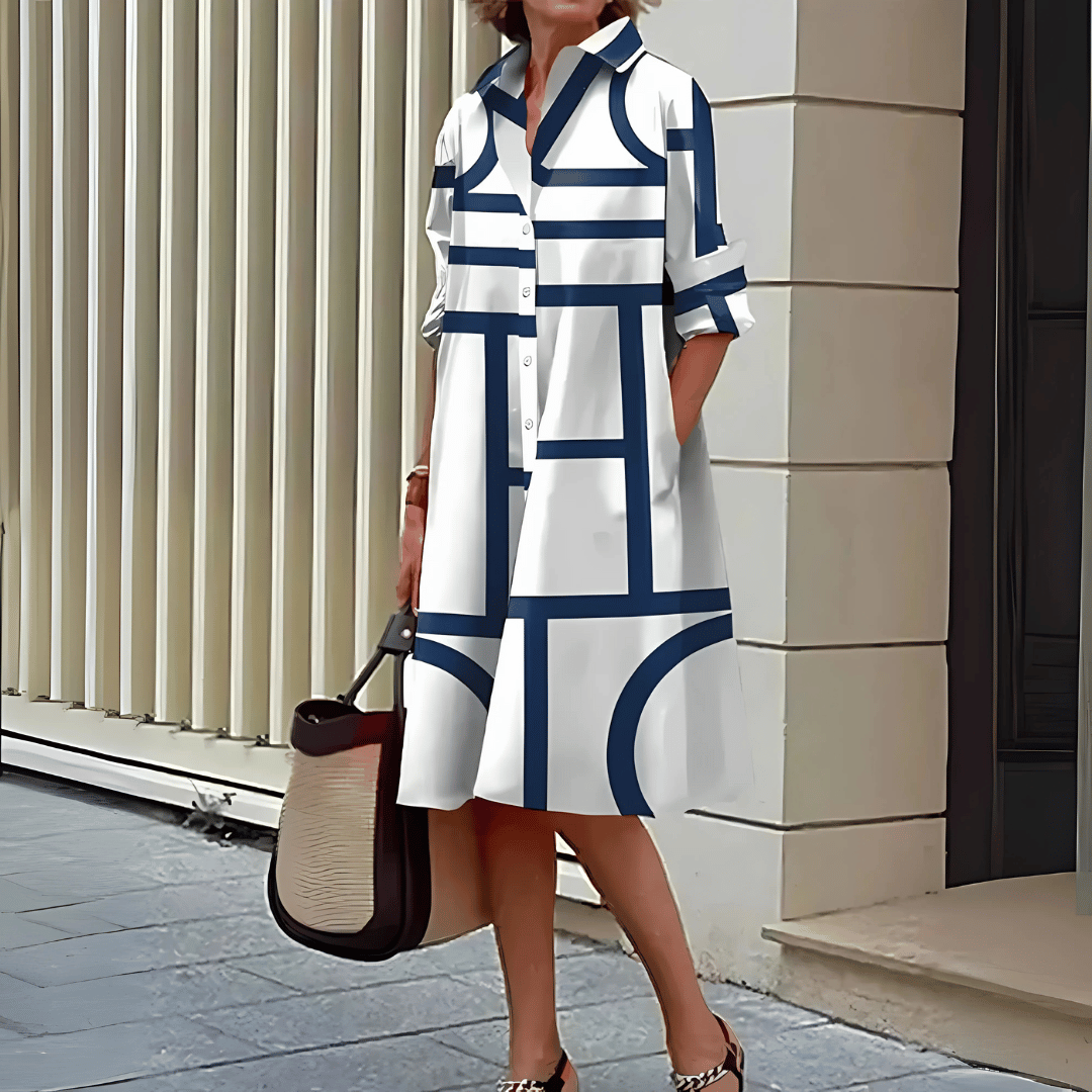 EP | Robe chemise imprimée géométrique pour femme