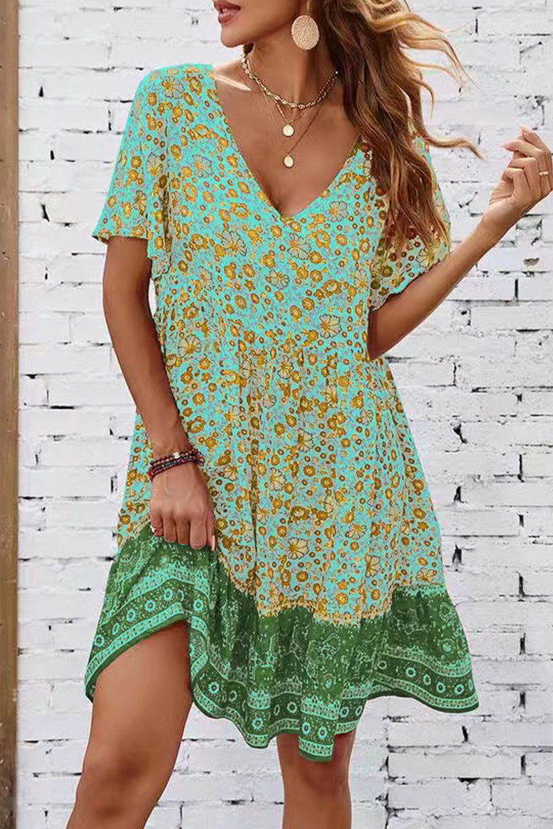 EP | bohème floral plis V robes de princesse cou (3 couleurs)