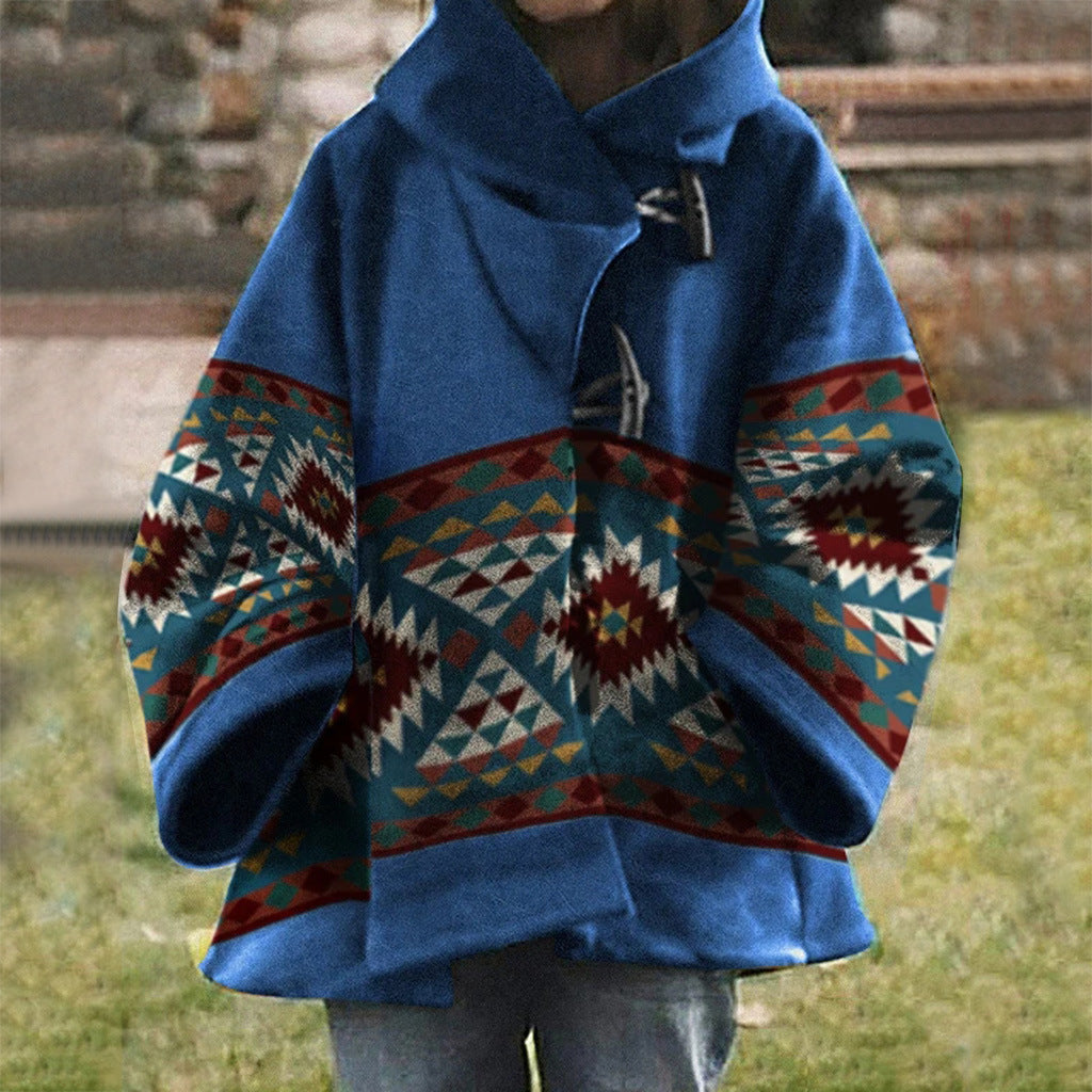 ND | Manteau à motif boho tribal avec capuche