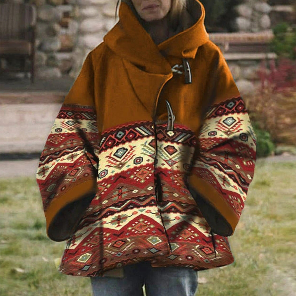 ND | Manteau à motif boho tribal avec capuche