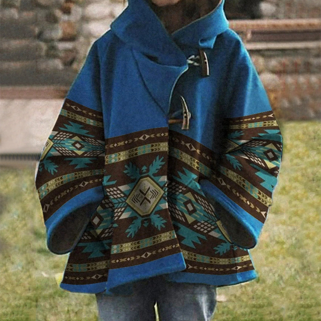 ND | Manteau à motif boho tribal avec capuche