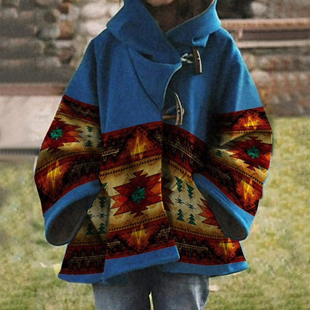 ND | Manteau à motif boho tribal avec capuche