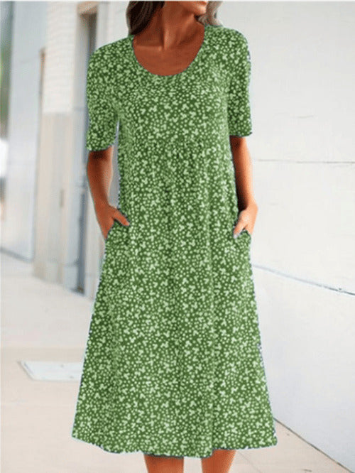 ND | Alexandra - Robe à fleurs décontractée pour femme avec décolleté en U