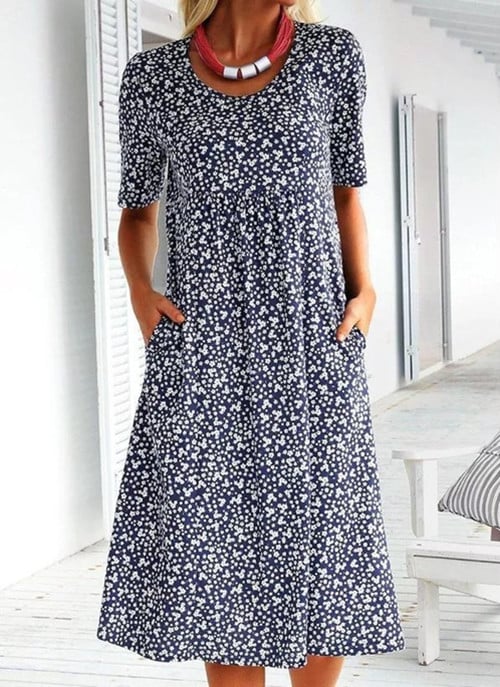 ND | Alexandra - Robe à fleurs décontractée pour femme avec décolleté en U