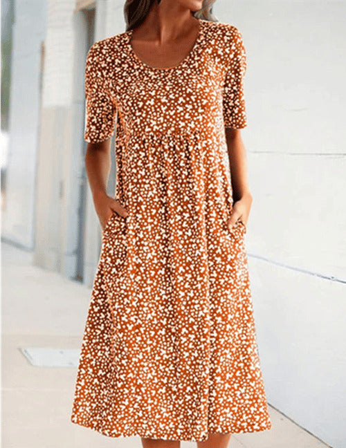 ND | Alexandra - Robe à fleurs décontractée pour femme avec décolleté en U