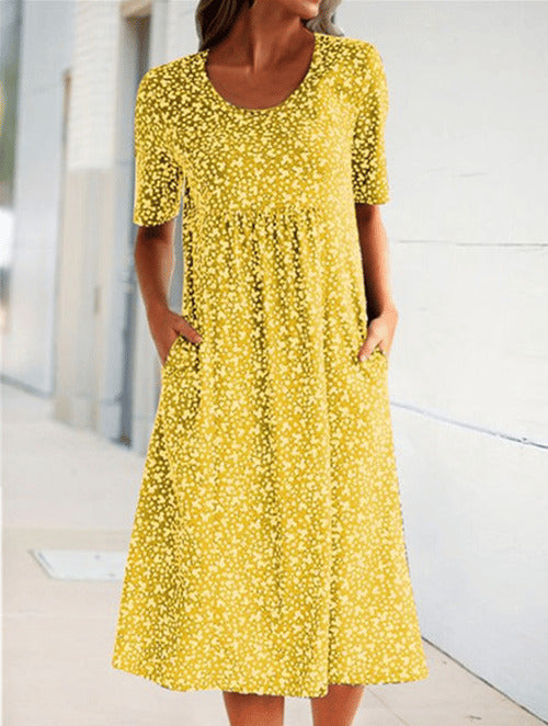 ND | Alexandra - Robe à fleurs décontractée pour femme avec décolleté en U