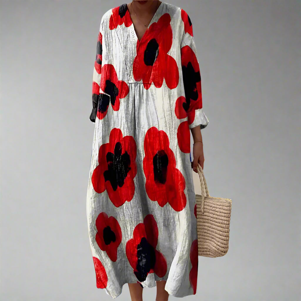 EP | Maxi-robe audacieuse avec motif de coquelicots