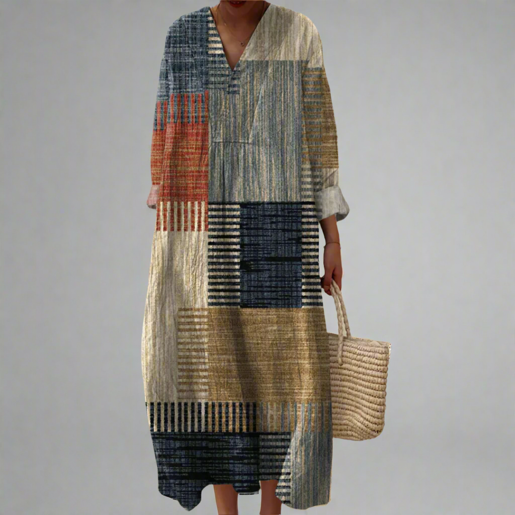 EP | Maxi-robe patchwork couleur terre