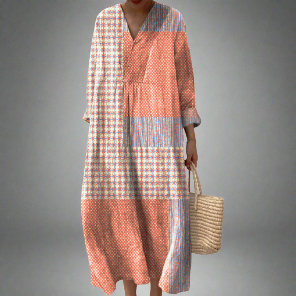 EP | Robe midi patchwork corail Starburst