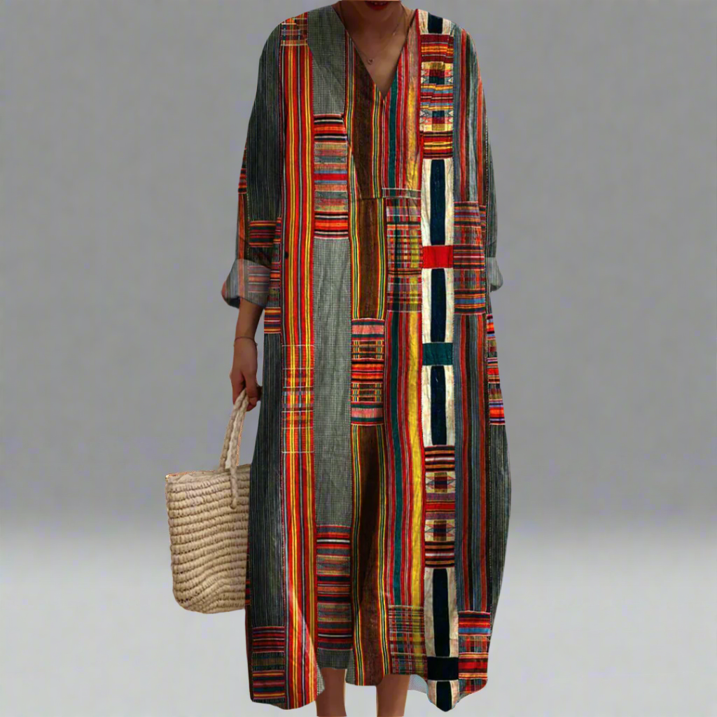 EP | Maxi-robe boho à rayures géométriques