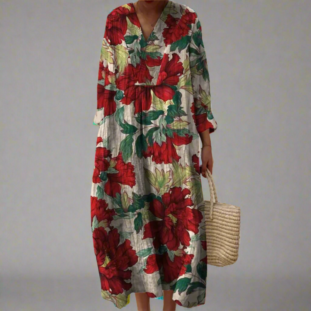 EP | Bold Peony Print Robe maxi décontractée