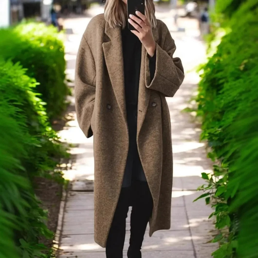 EP | Manteau long en laine mélangée grande taille