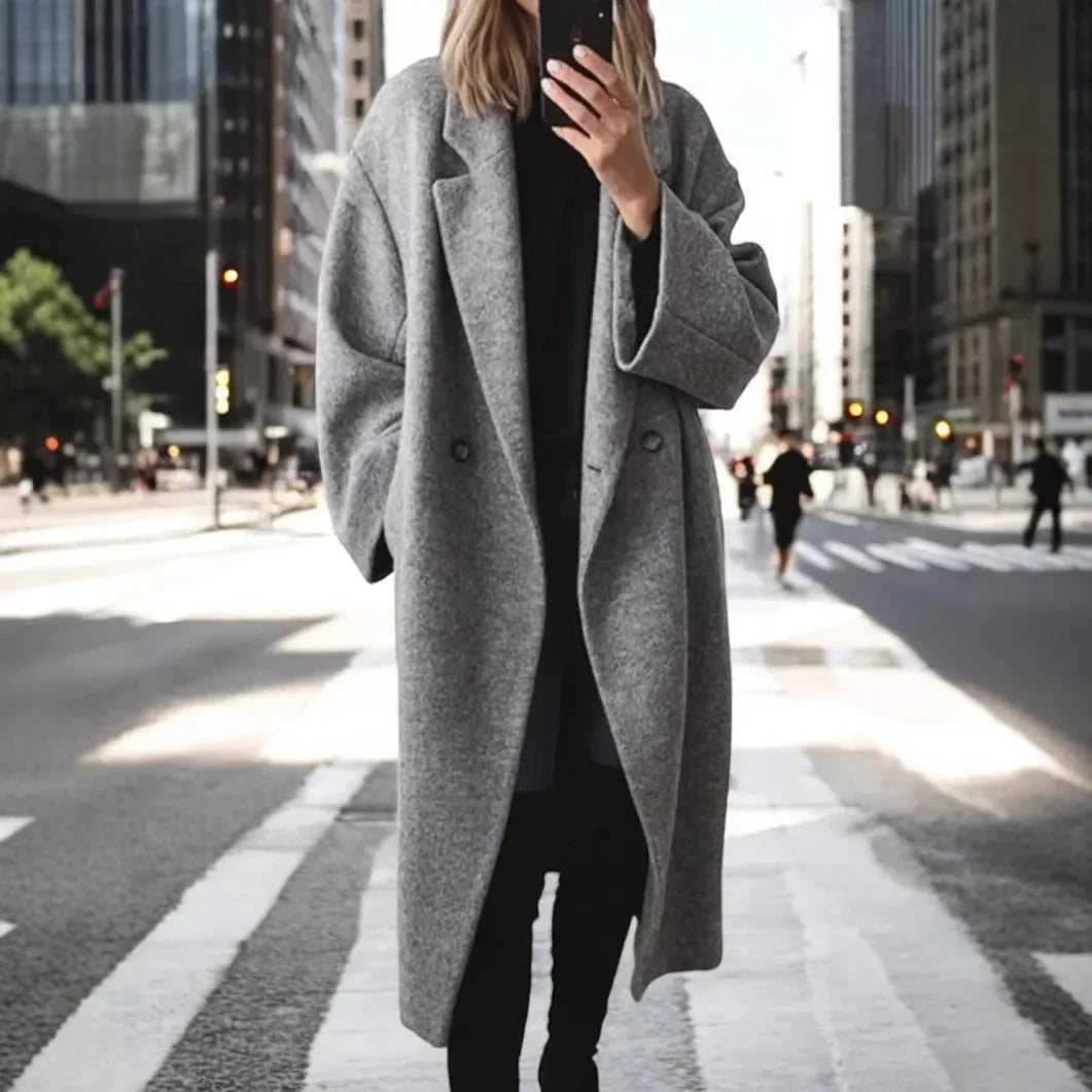 EP | Manteau long en laine mélangée grande taille
