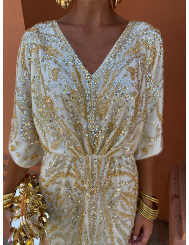 EP | Robe longue moderne et élégante à manches larges pour un look raffiné