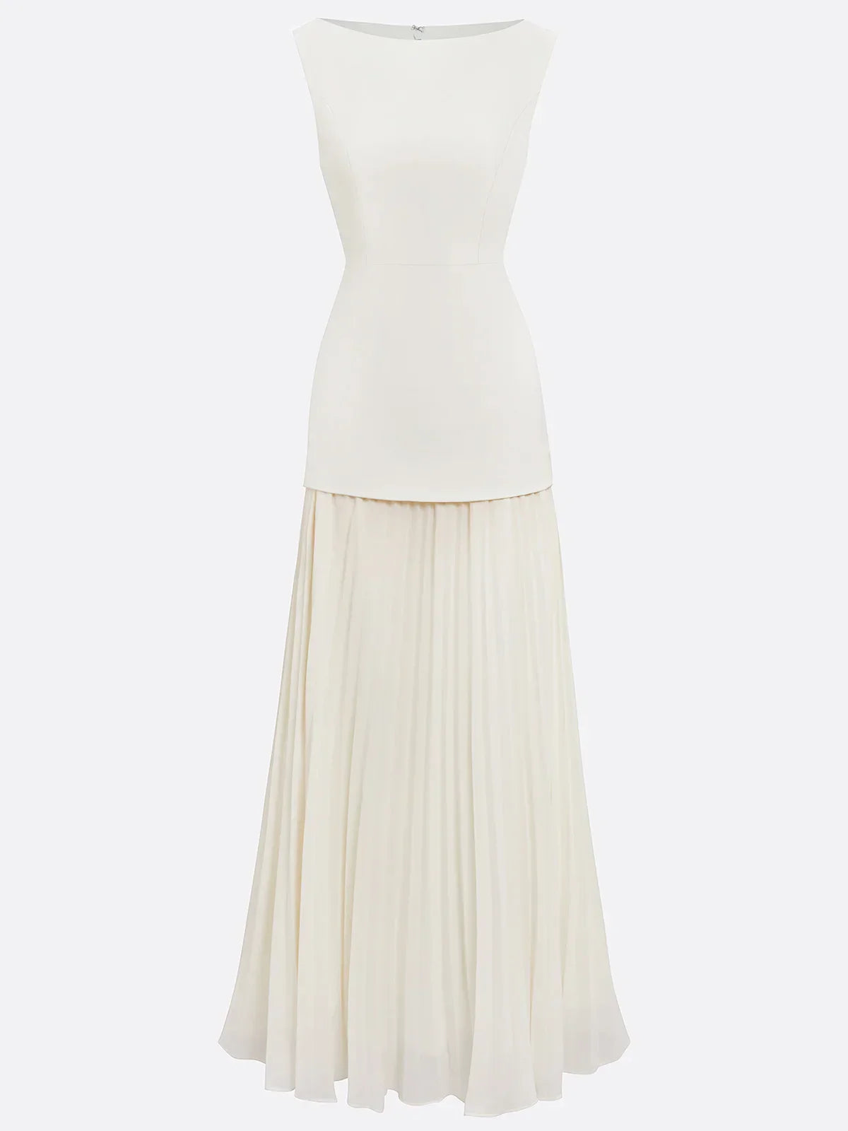 EP | Robe longue sans manches à encolure droite et jupe plissée élégante