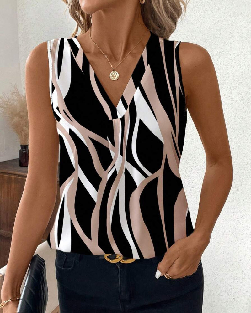 EP | Gilet Décolleté en V Floral Sans Manches
