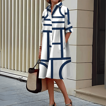 EP | Robe chemise imprimée géométrique pour femme