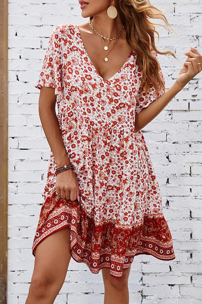 EP | bohème floral plis V robes de princesse cou (3 couleurs)