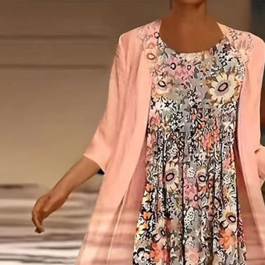 EP | Robe rose midi avec veste fine Tenues deux pièces