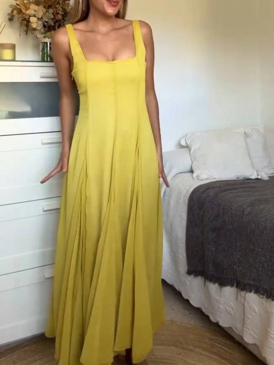 EP | Robe longue tendance avec encolure carrée et bretelles pour un look décontracté chic