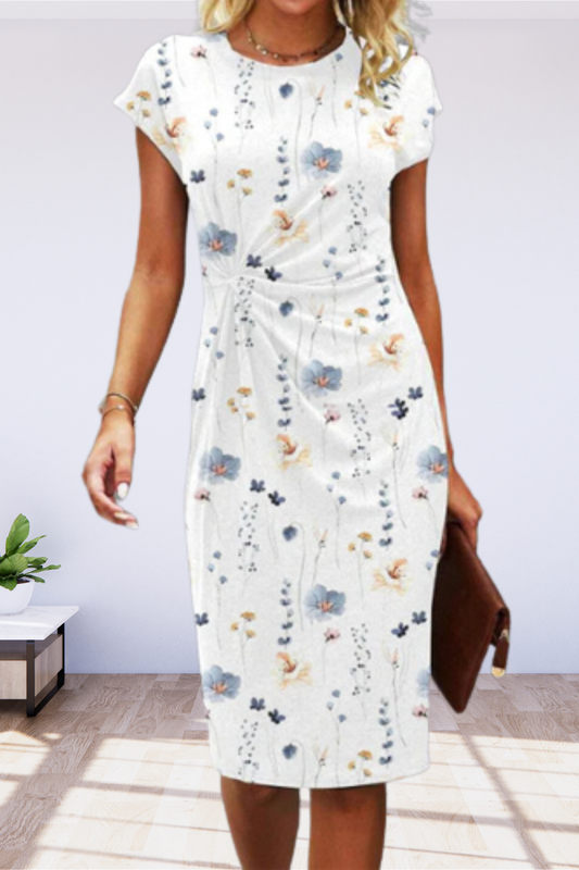 ND | Robe midi avec motif floral et devant torsadé
