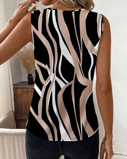 EP | Gilet Décolleté en V Floral Sans Manches