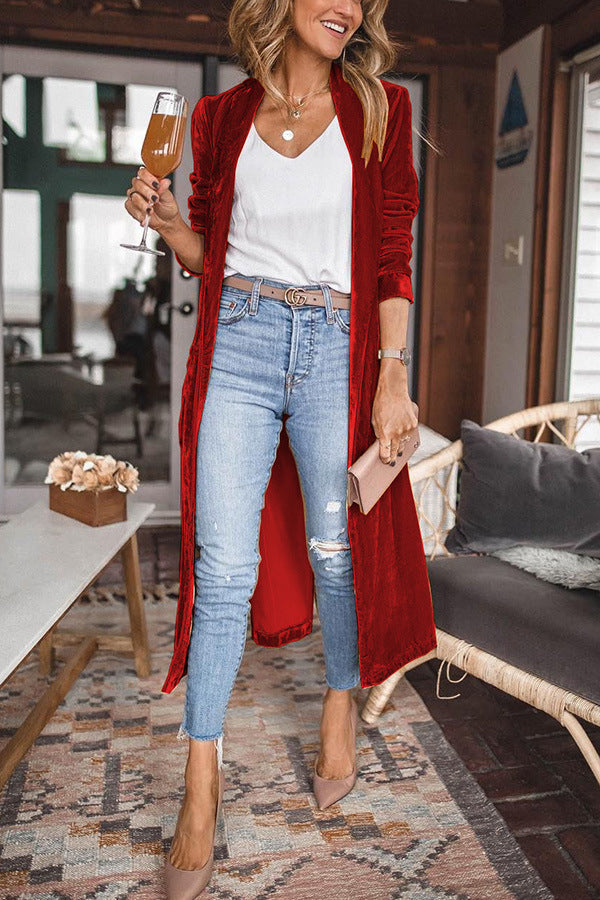 EP | long manteau stylé en velours