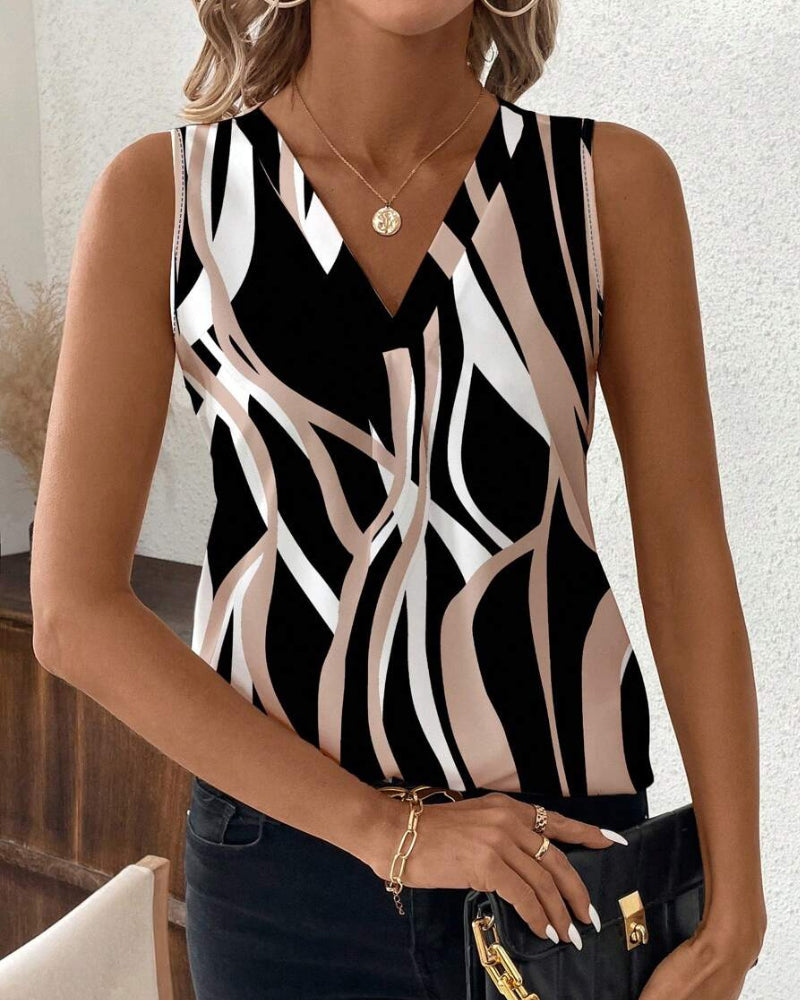 EP | Gilet Décolleté en V Floral Sans Manches