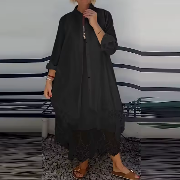 EP | Robe longue aux accents modernes et gilet assorti inclus