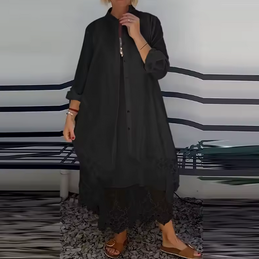 EP | Robe longue aux accents modernes et gilet assorti inclus