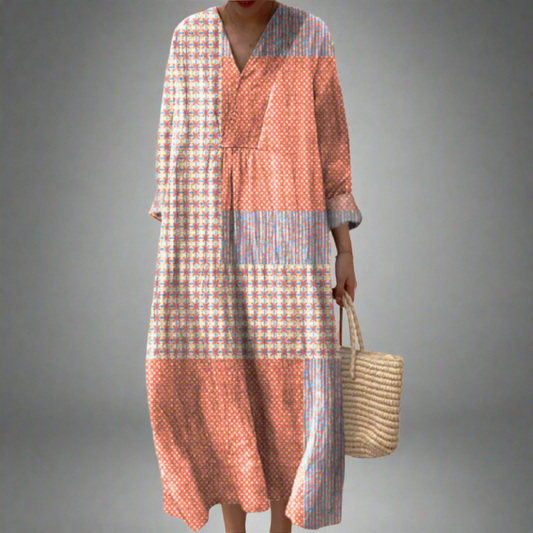 EP | Robe midi patchwork corail Starburst