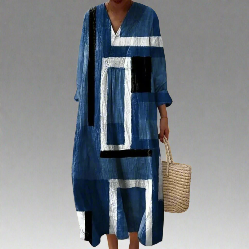 EP | Robe maxi ample bleu marine abstraite