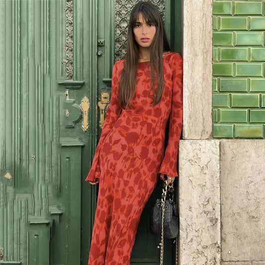 EP | Robe longue chic à imprimé floral et manches longues