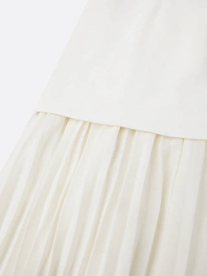 EP | Robe longue sans manches à encolure droite et jupe plissée élégante