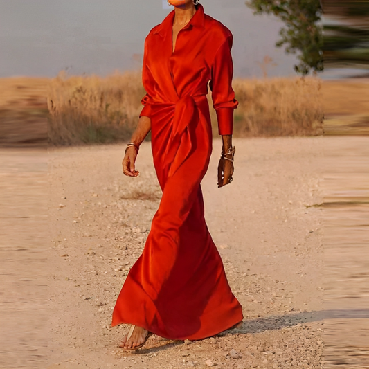 ND | Maxi-robe à manches longues avec revers et coupe étroite