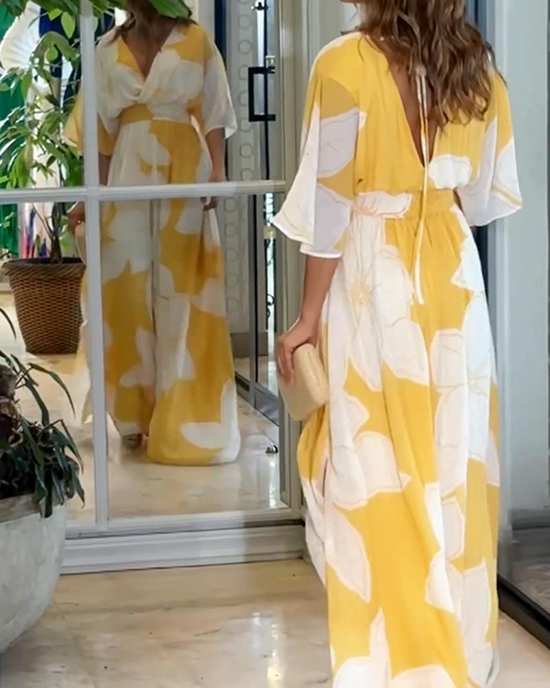 EP | Robe longue à fleurs et manches chauve-souris