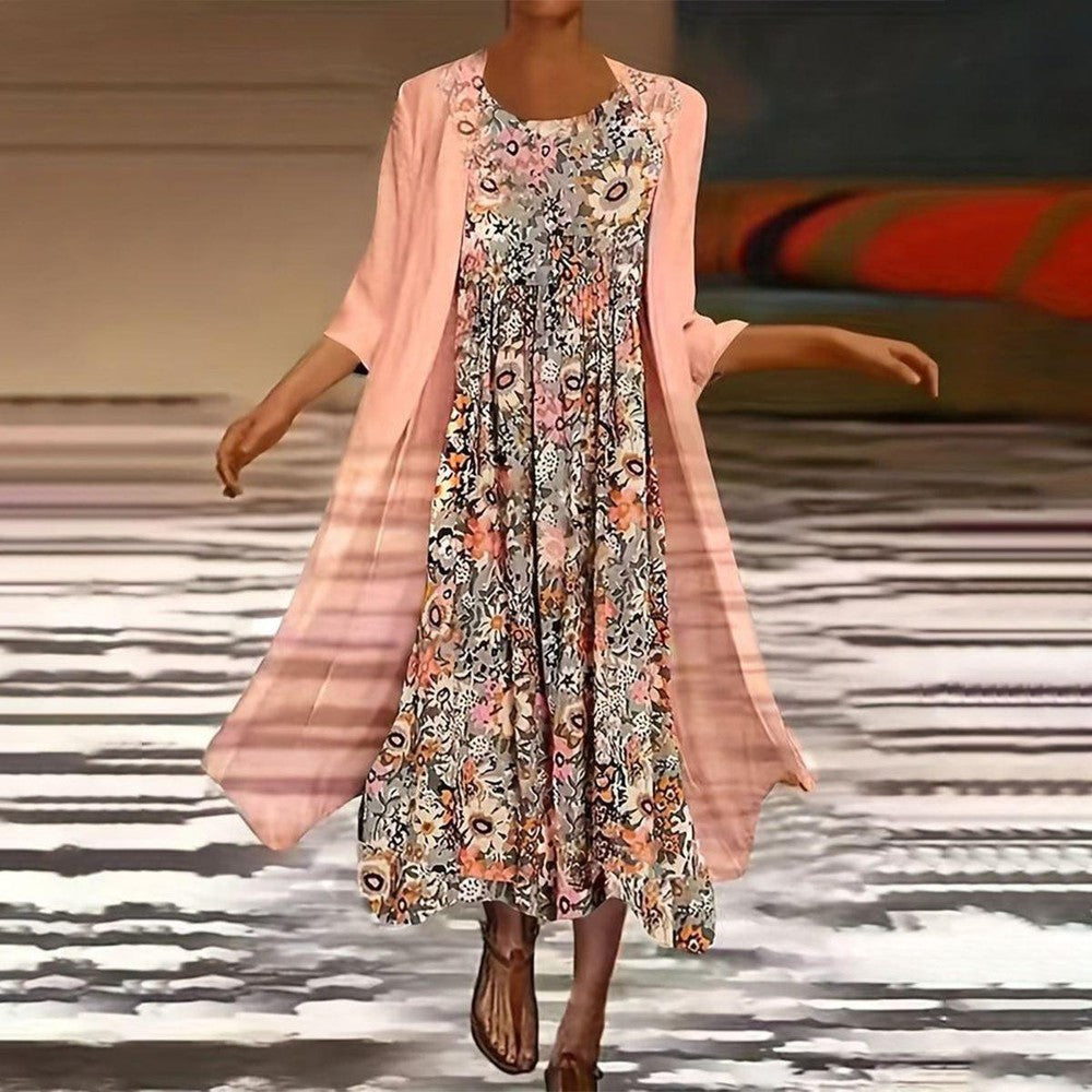 EP | Robe rose midi avec veste fine Tenues deux pièces