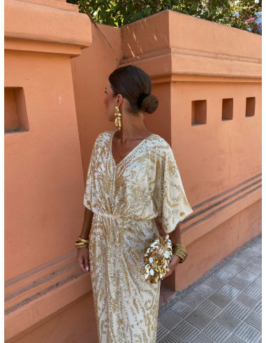 EP | Robe longue moderne et élégante à manches larges pour un look raffiné